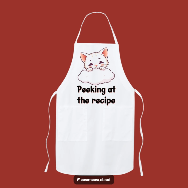 Funny Cat Peeking Cloud Apron - Kitchen Curiosity & Feline Fun