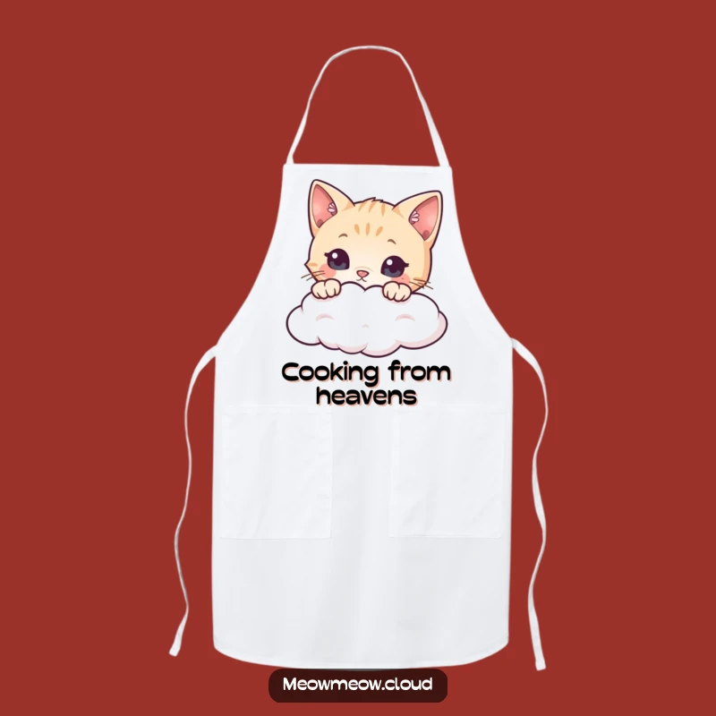 Funny Curious Cat Cloud Apron: Kitchen Whimsy for Cooks, Great Funny Gift!