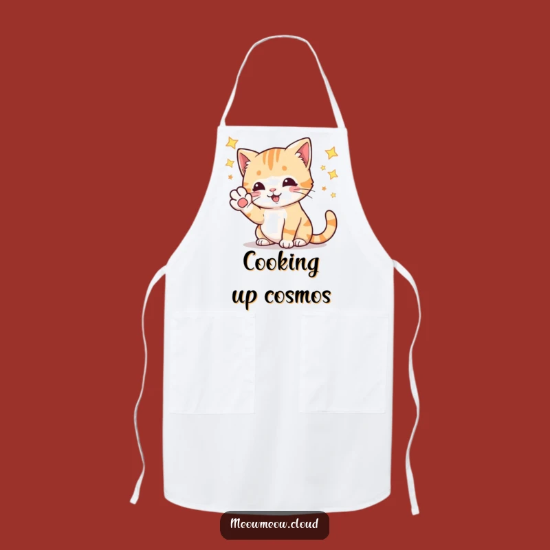 Funny Playful Cat Stars Apron: Hilarious Kitchen Wear for Celestial Cooks