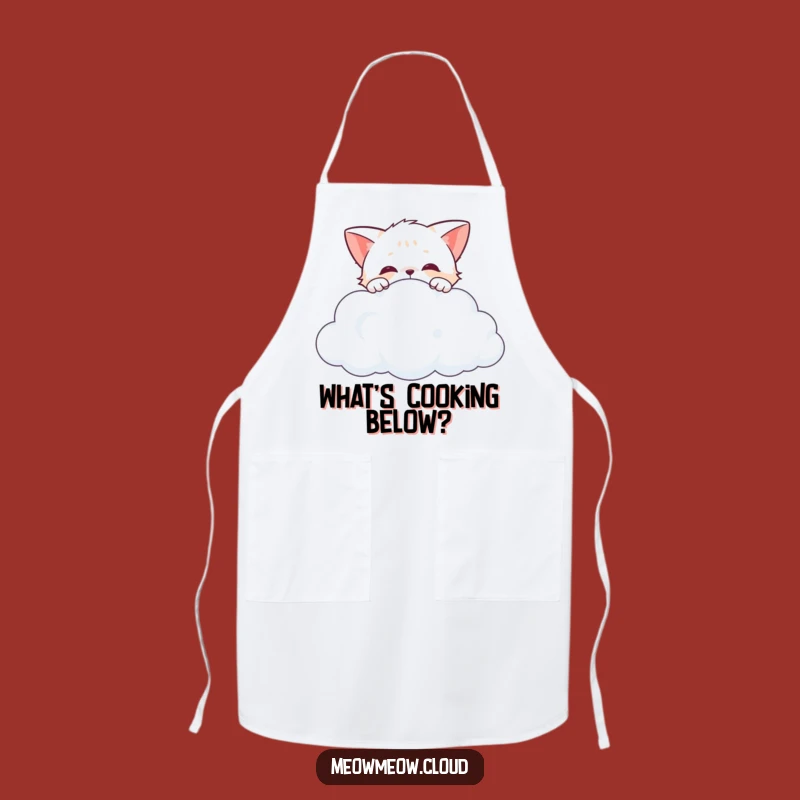 Funny Curious Cat Cloud Apron: Hilarious Kitchen Wear for Observant Cooks