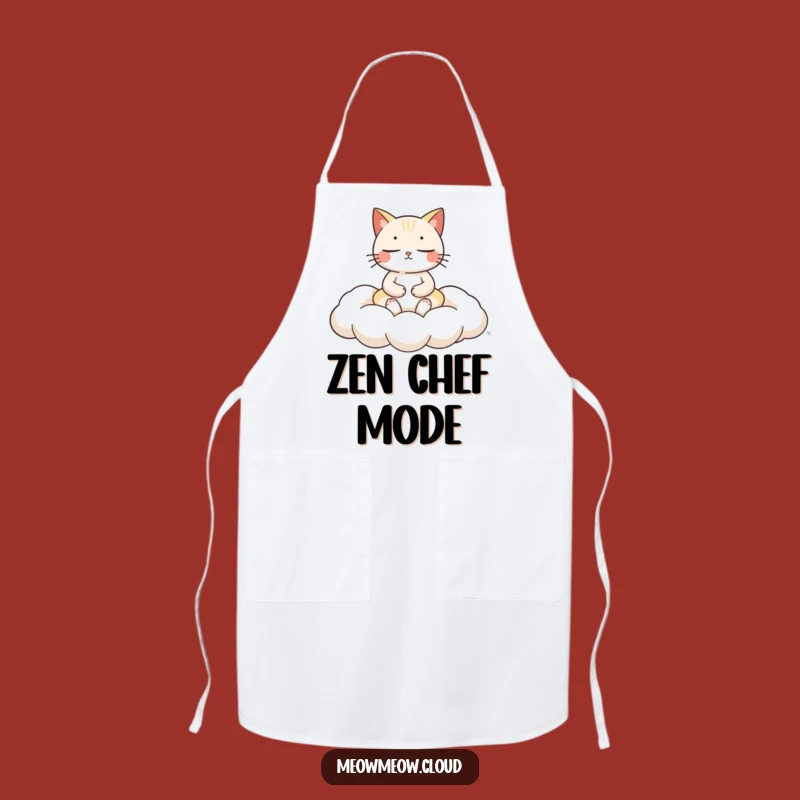 Funny Cat Meditation Apron: Cook with Calm on a Serene Cloud Cushion