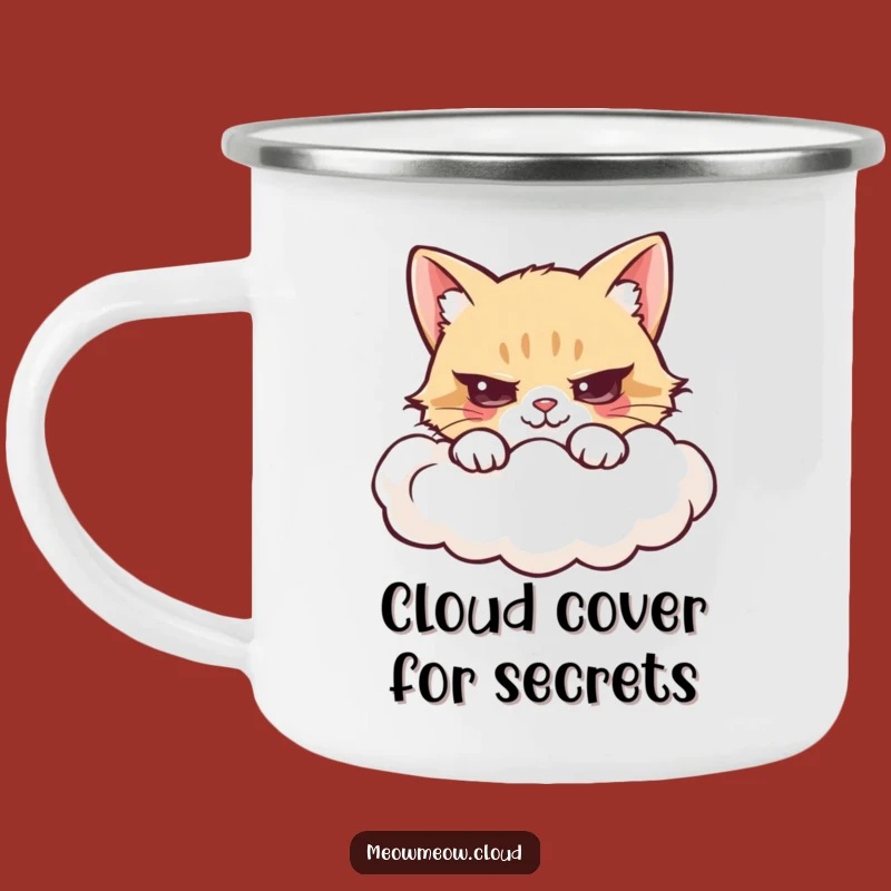 Durable Funny Mischievous Cat Cloud Hide Camping Mug: Trail Mischief