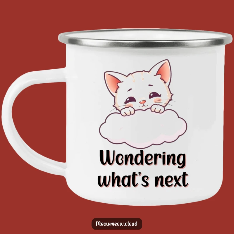 Funny Cat Peeking Cloud Camping Mug - Curious Sips & Outdoor Adventure