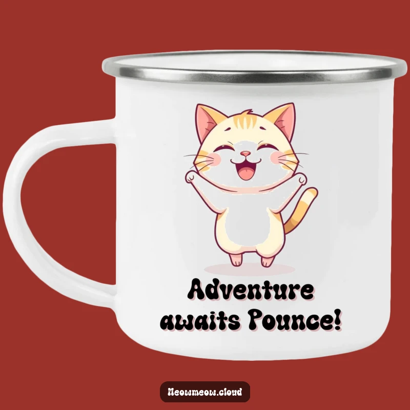Funny Cat Pounce Camping Mug: Fuel Your Adventures with Feline Fun