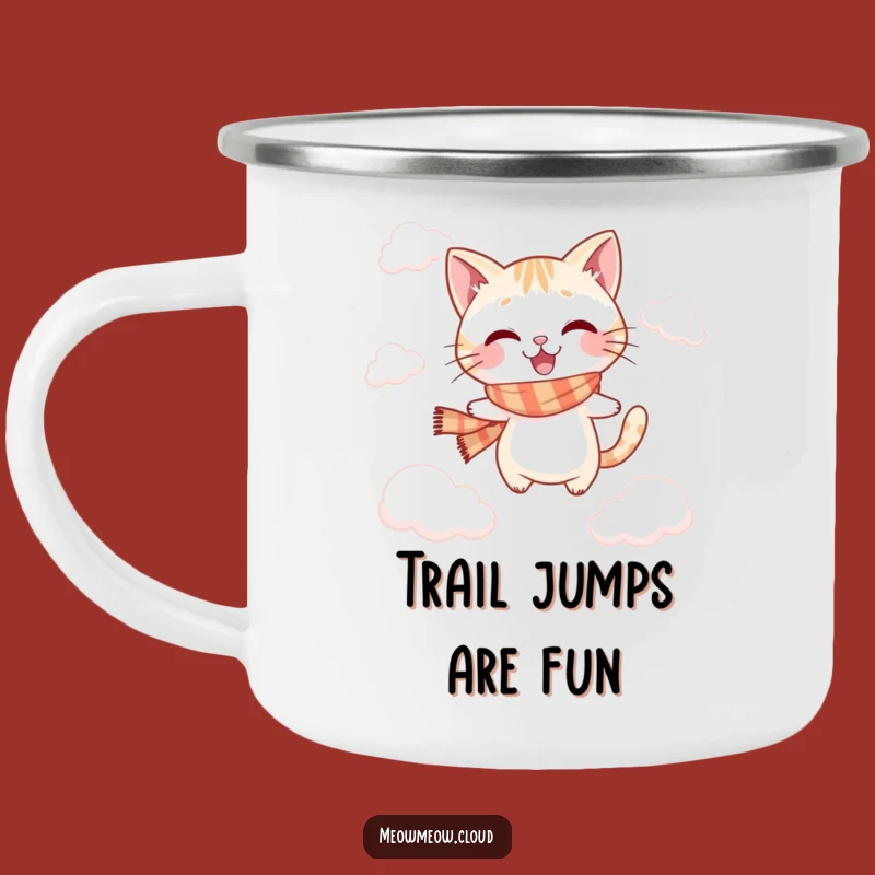 Funny Jumping Cat Camping Mug: Adventure Sips, Perfect Funny Gift!
