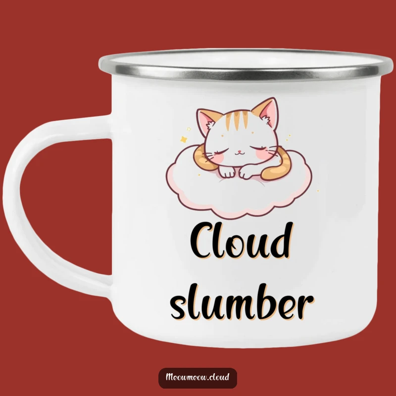 Funny Sleepy Cloud Cat Campfire Mug: Peaceful Napping Kitty Gift for Campers