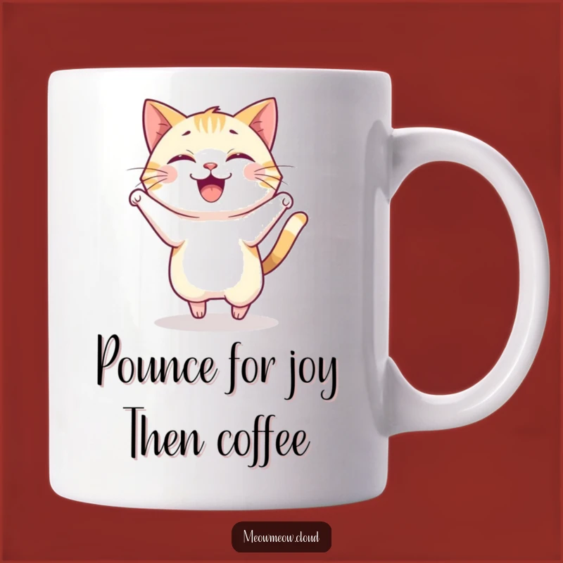 Funny Cat Pounce Mug: Hilarious Action Shot for Energetic Cat Lovers