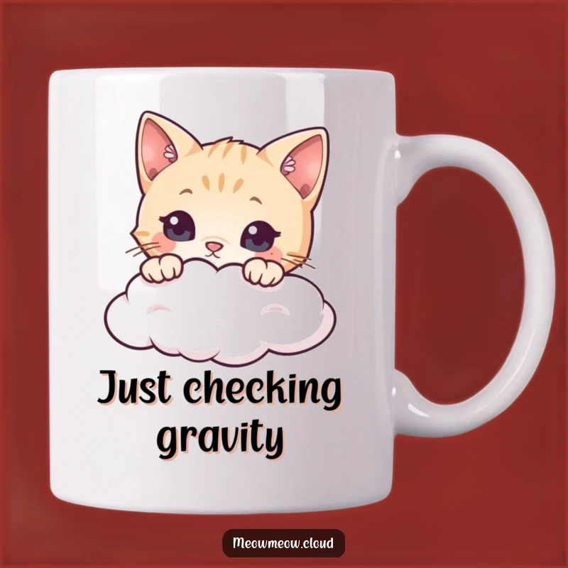 Funny Curious Cat Cloud Mug: A Whimsical Peek for Cat Lovers, Great Funny Gift!