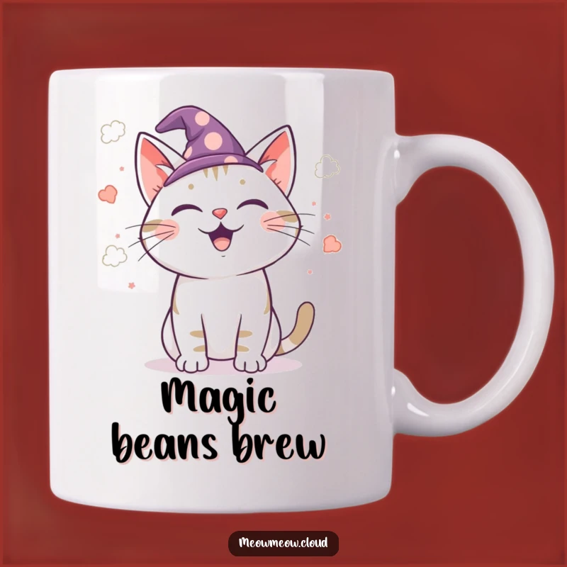 Funny Wizard Cat Mug: Magical Cloud Confetti for a Joyful Brew Experience