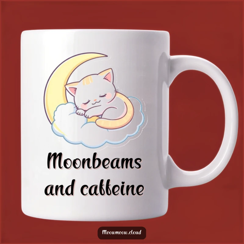 Funny Sleepy Cat Mug: Moon Cloud Comfort Gift for Cozy Cat Lovers
