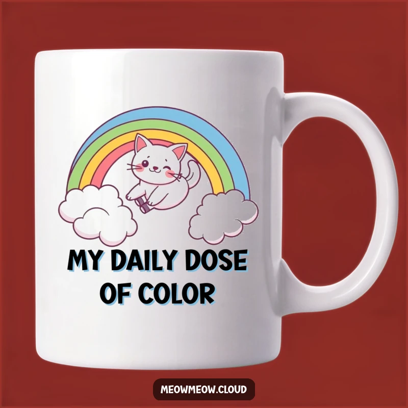 Funny Rainbow Cat Slide Mug: A Playful Feline Gift for Cat Lovers