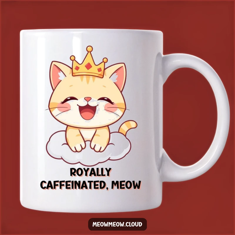 Funny Joyful Cat Crown Mug: Regal Whimsy for Cat Lovers, Perfect Funny Gift!