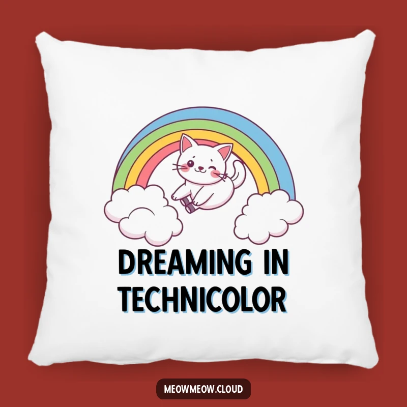 Soft Funny Cat Rainbow Slide Pillow: Cozy Feline Comfort with a Laugh
