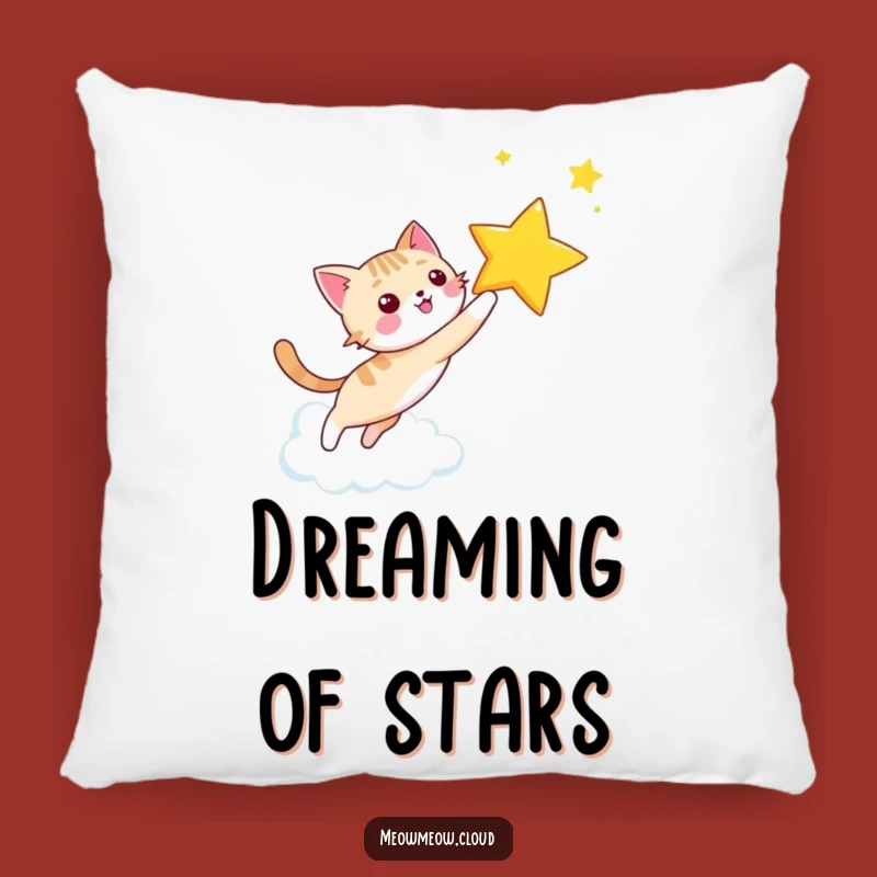 Funny Star Chasing Cat Pillow: Happy Kitty Cushion for Dreamy Comfort