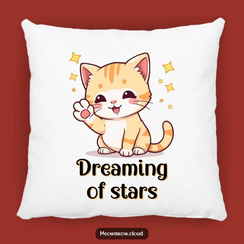 Funny Playful Cat Stars Pillow: Cozy Comfort for Dreamy Nights