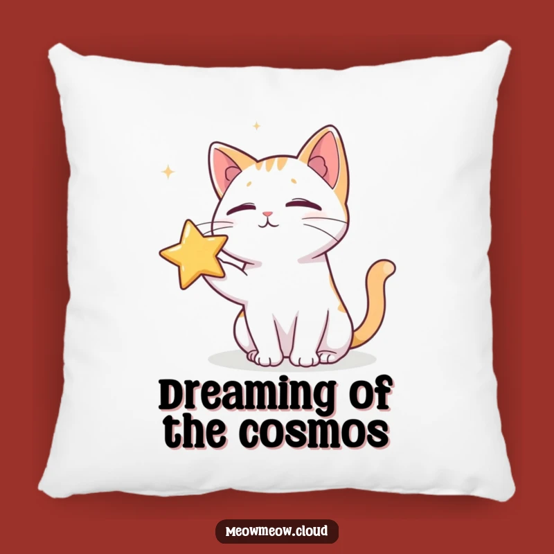 Funny Cat Poking Star Pillow: Huggable Cosmic Humor for Cozy Spaces