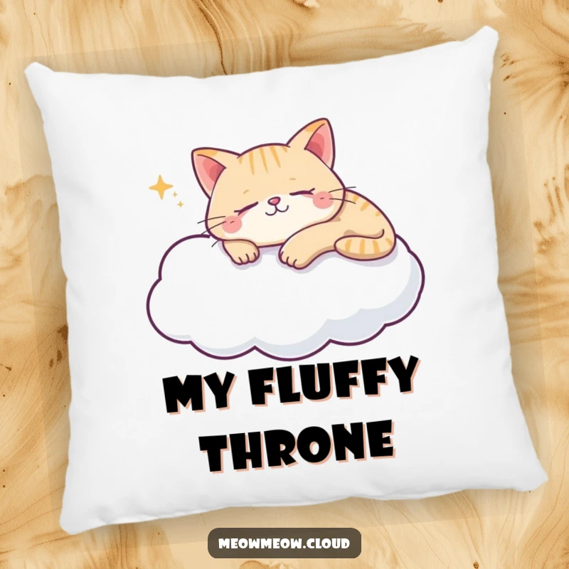 Funny cat cloud pillow featuring a content cat sleeping soundly on a soft cloud, offering ultimate comfort and cuteness.