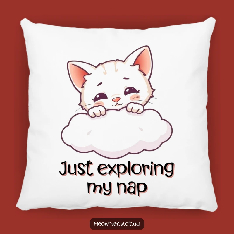 Funny Cat Peeking Cloud Pillow - Comfy & Playful Curiosity Accent