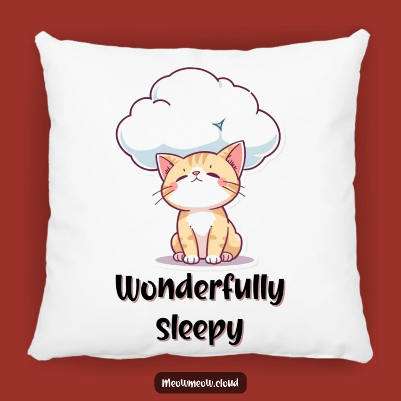 Funny Curious Cloud Cat Pillow: Wondering Kitty Cushion for Cozy Contemplation
