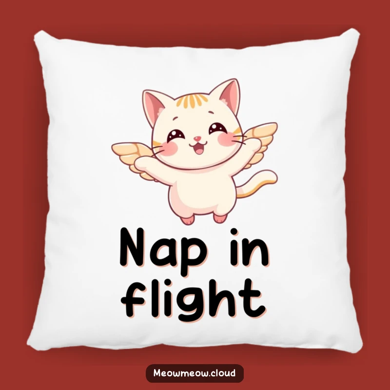 Funny Flying Cat Pillow: Cozy Wings, Adorable Comfort Gift for Dreamers