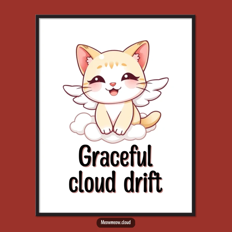 Funny Angel Cat Digital Art: Bring Graceful Serenity to Your Decor Instantly