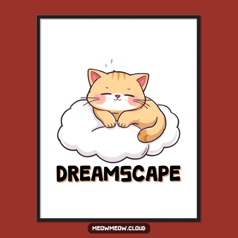 Funny Cat Cloud Digital Art Print: Bring Peaceful Vibes to Your Walls