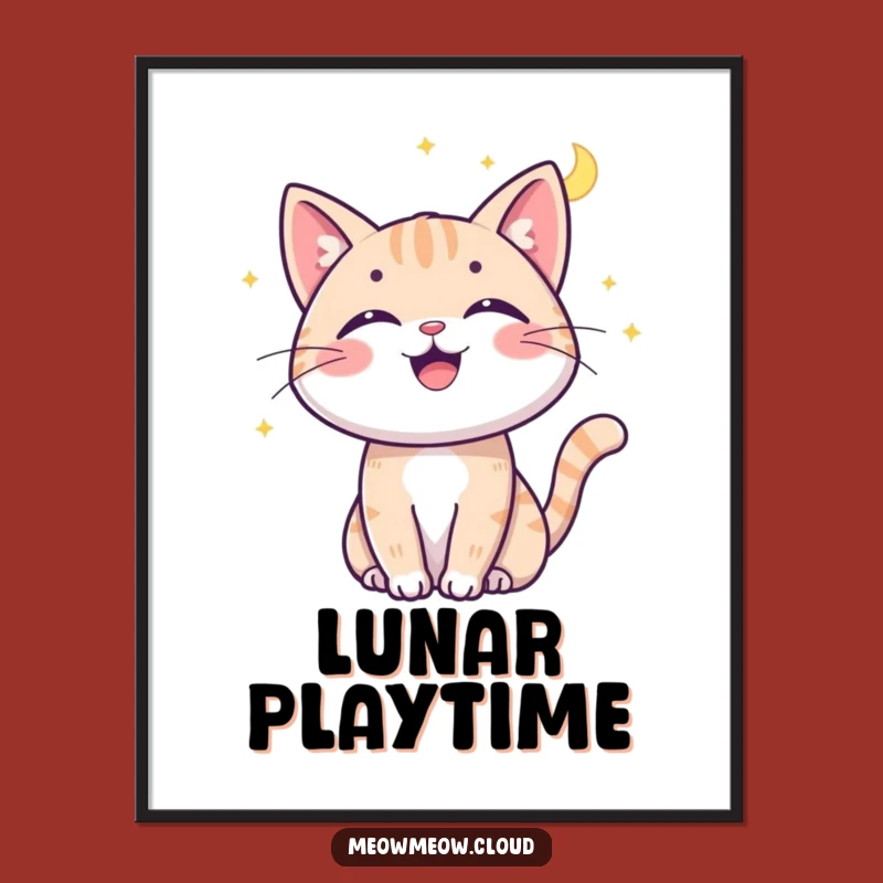 Funny Cat Moonbeam Digital Art - Playful Kitty Print