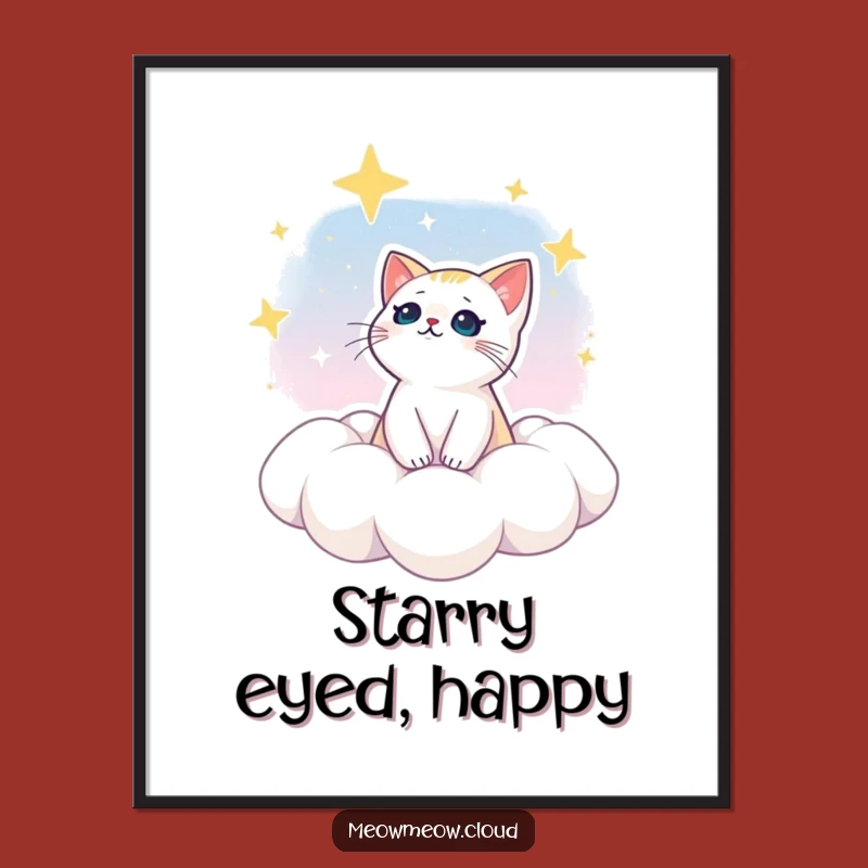 Funny Dreamy Cat Star Gazing Digital Art: Instant Celestial Wonder