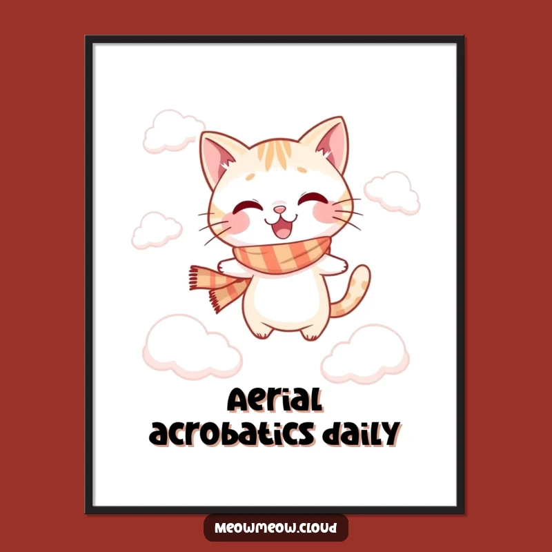 Funny Jumping Cat Digital Art: Whimsical Wall Decor, A Hilarious Funny Gift!