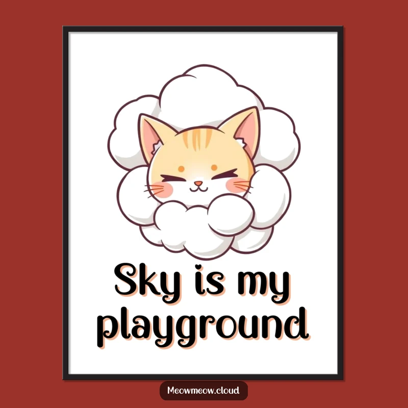 Funny Mischievous Cat Digital Art, Cumulonimbus Print, Perfect Funny Gift