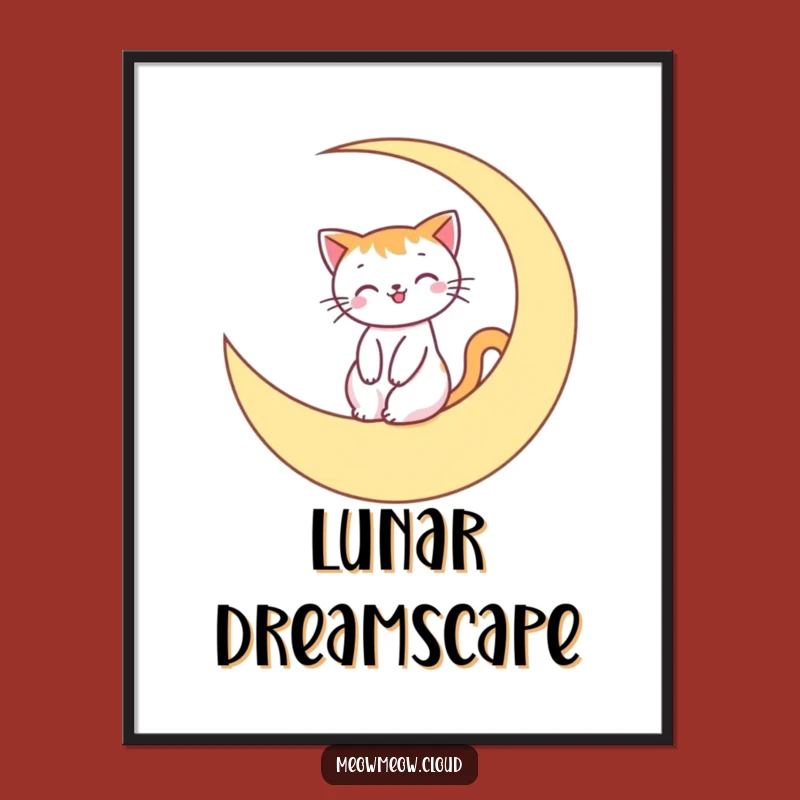Funny Moon Cat Digital Print: Smiling Rider, Instant Whimsy Gift for Walls