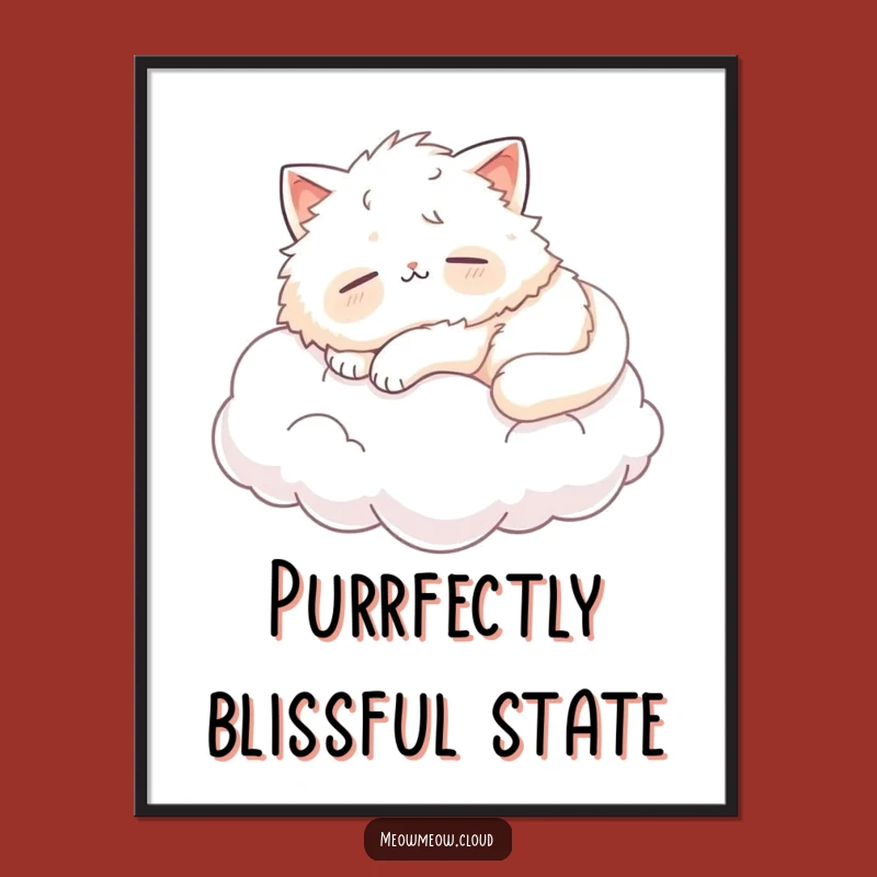 Funny Napping Cat Cloud Digital Art: Instant Hilarious Decor for Cat Lovers