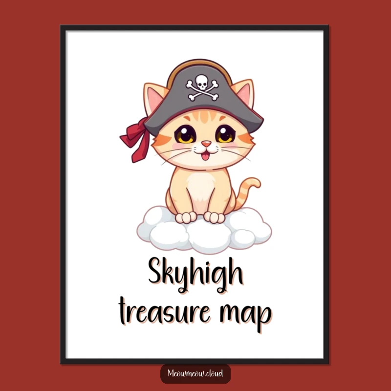 Funny Pirate Cat Digital Print: Bring a Cloud Island Adventure to Your Decor