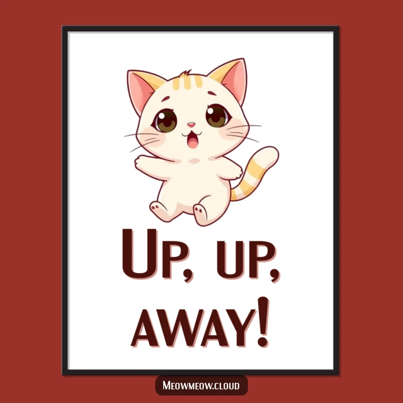 Funny Surprised Cat Digital Art: Wind Gust Adventure Vibes Instantly