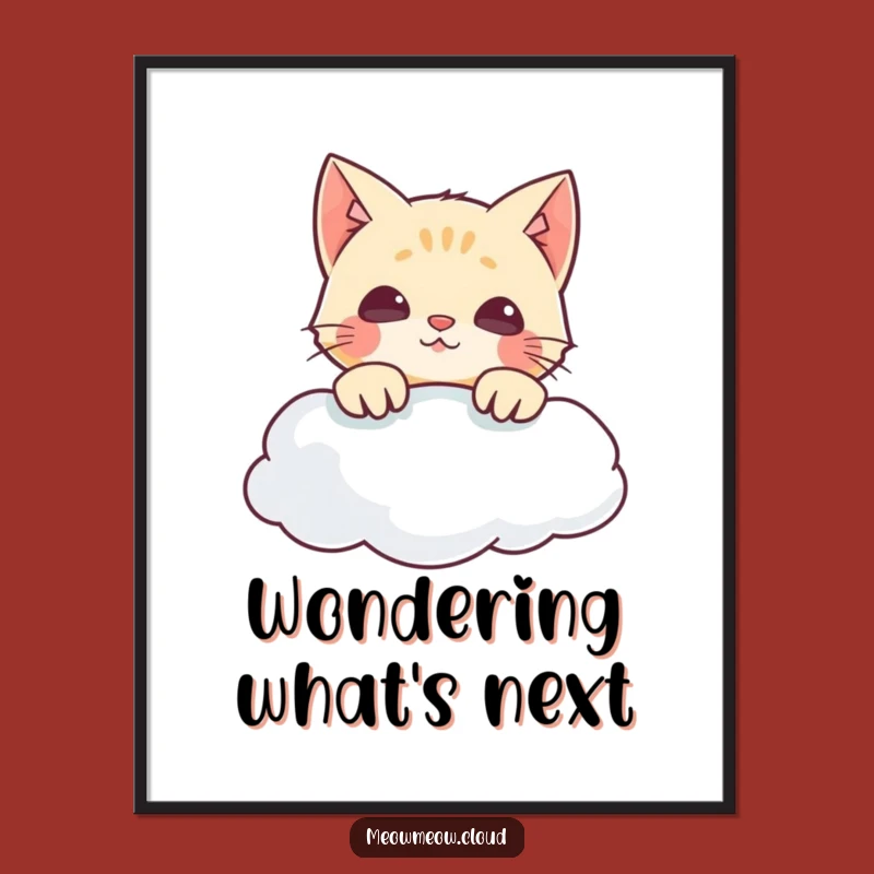 Funny Cat Cloud Digital Print - Instant Whimsy for Your Walls!