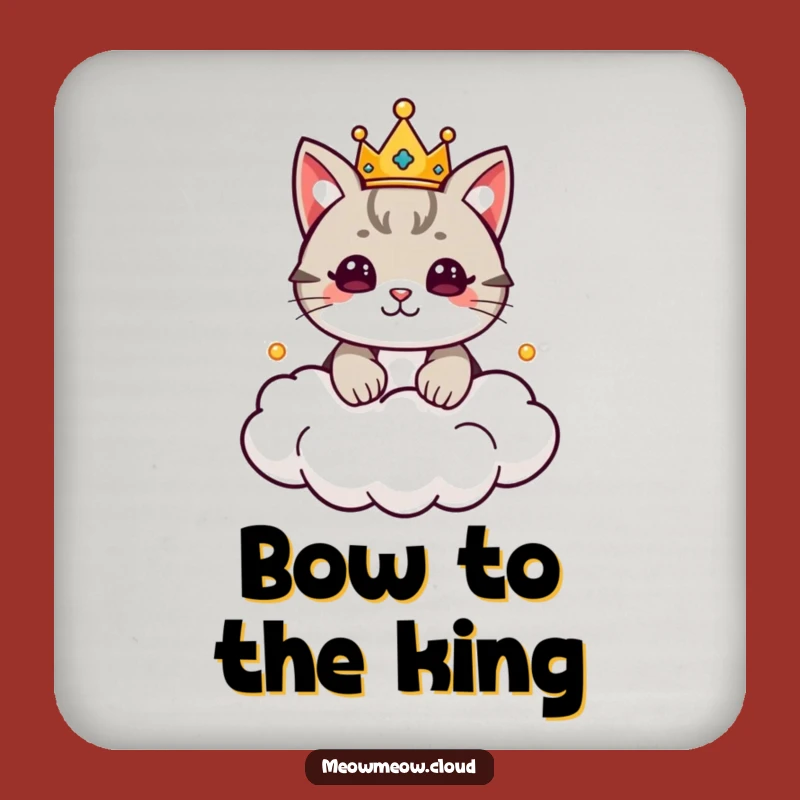 Funny Cat King Drink Coaster - Royal Cloud Protector Gift