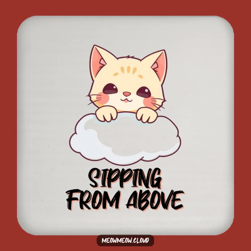 Funny Cat Cloud Coaster Set - Protect Surfaces with Humor!