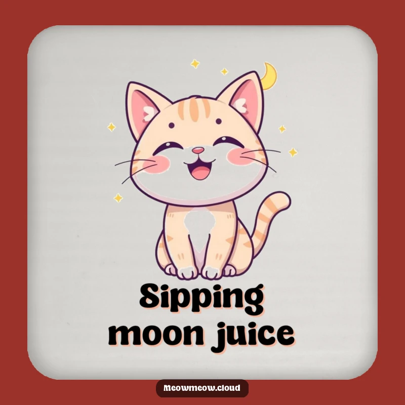 Funny Cat Moonbeam Coaster Set - Playful Kitty Drink Protection