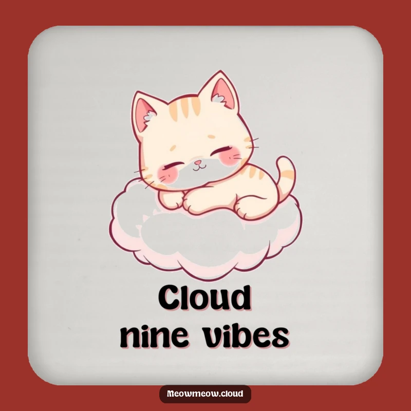 Funny Cloud Cat Coaster: Cute Purring Kitty Gift for Surface Protection