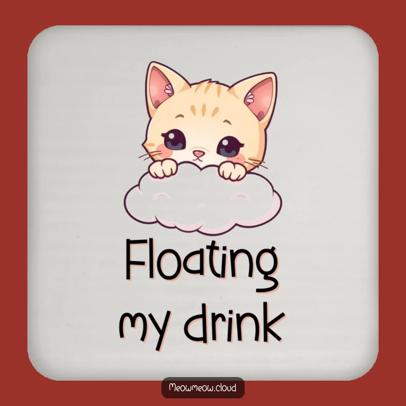 Funny Curious Cat Cloud Coaster: Protect Surfaces with Whimsy, Great Funny Gift!