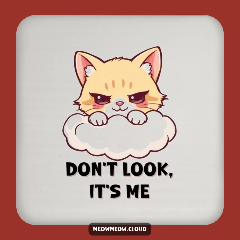 Funny Mischievous Cat Cloud Hide Coaster: Protects Surfaces Playfully