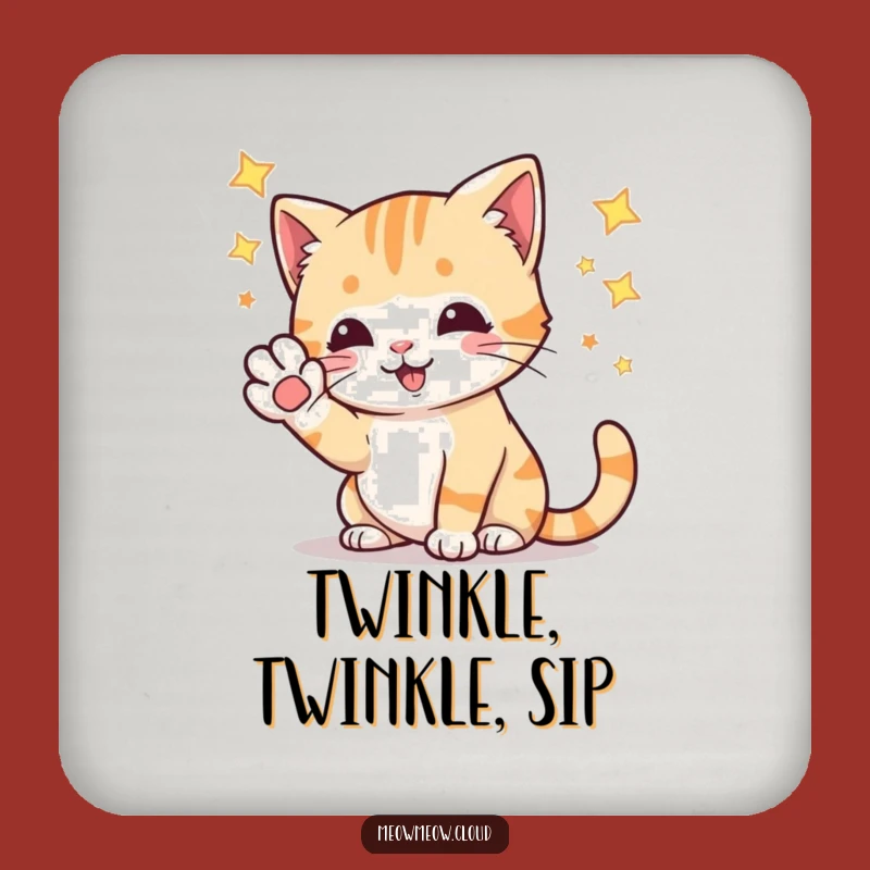 Funny Playful Cat Stars Coaster: Hilarious Protection for Your Surfaces
