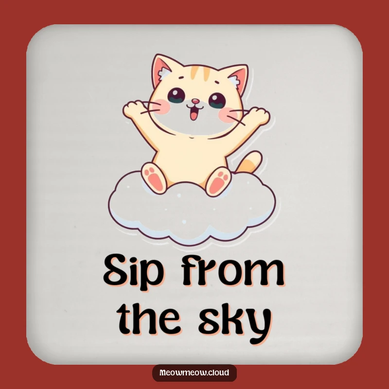Funny Surprised Cat Cloud Coaster - Whimsical Tabletop Humor