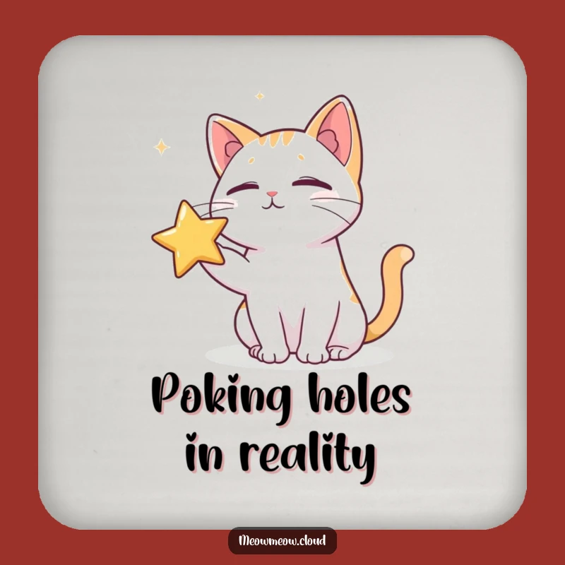 Funny Cat Poking Star Drink Coaster: Protect Surfaces with Stellar Style