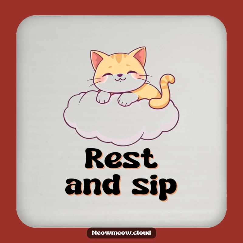 Funny Cat Cloud Coaster: Happy Lounger Protects Surfaces, Funny Gift