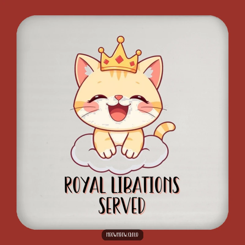 Funny Joyful Cat Crown Coaster: Regal Surface Protection, Great Funny Gift!