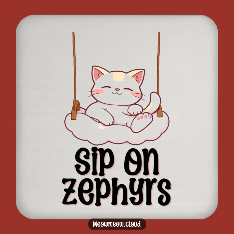 Funny Relaxed Cat Drink Coaster: Protect Surfaces With This Cloud Lounger, A Fun Funny Gift!