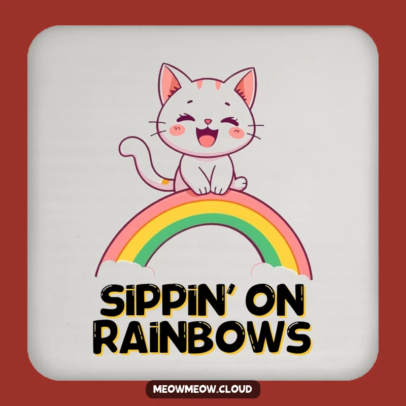 Funny Cat Rainbow Slide Coaster Set: Add Whimsy to Your Table