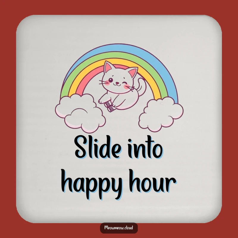 Funny Cat Rainbow Slide Coaster: Protect Surfaces with Feline Charm