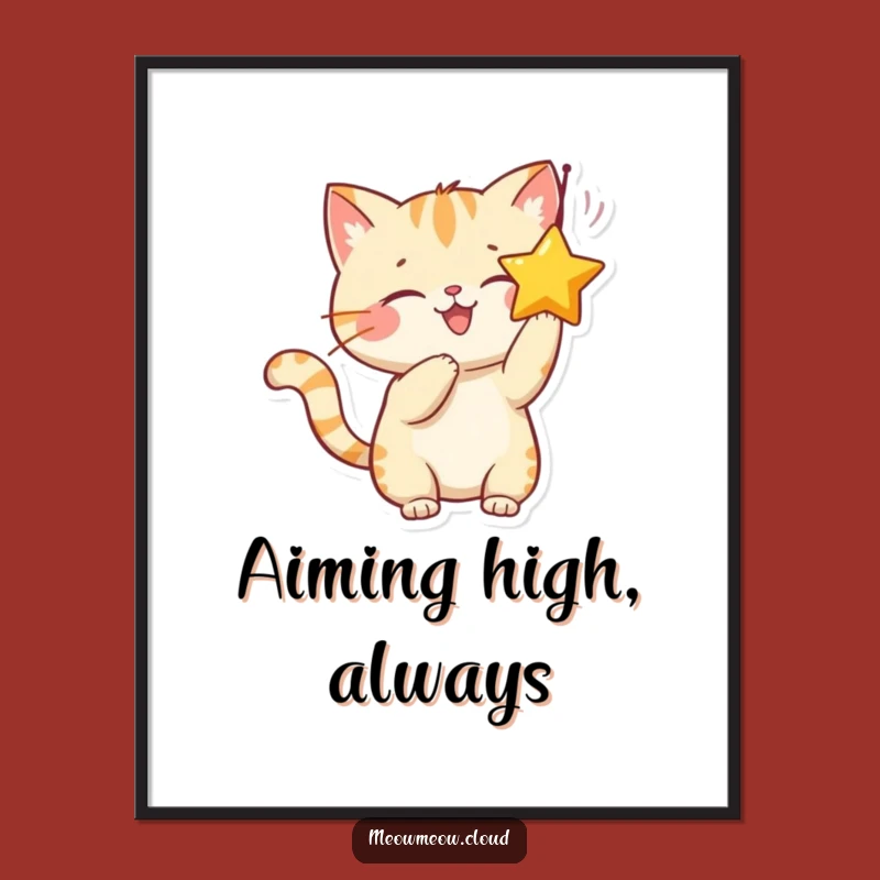 Funny Cat Batting Star Poster: Adorable Wall Art for Cat Lovers